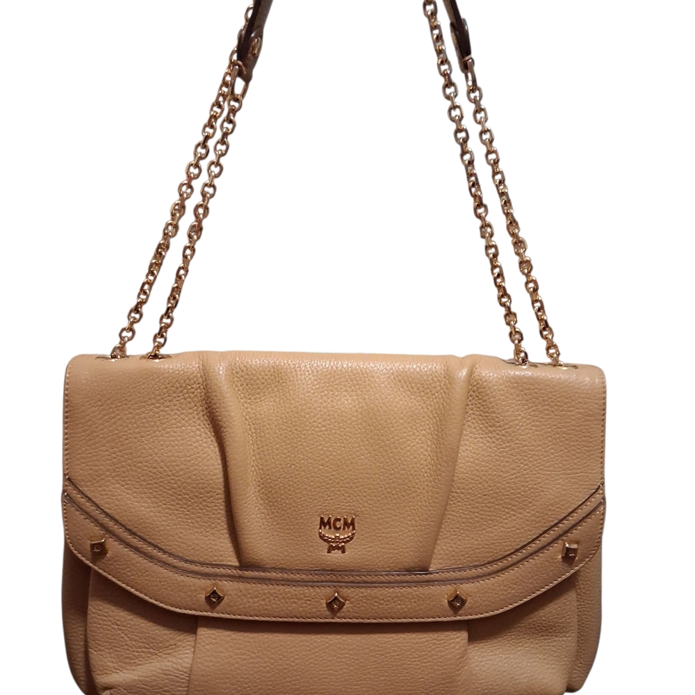 MCM Tan Leather Shoulder Bag